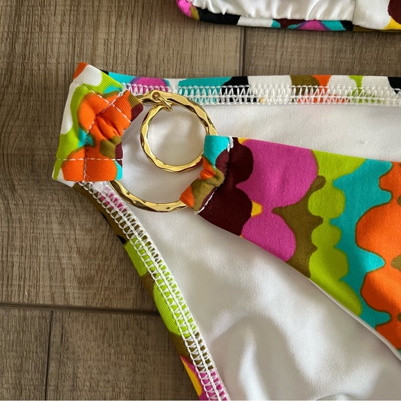Trina Turk Colorful Geometric Gold Ring Bikini Set Size 8 NWT Resort Swim Beach - Picture 7 of 13